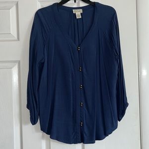 Love Notes navy blue long sleeve shirt. Size large